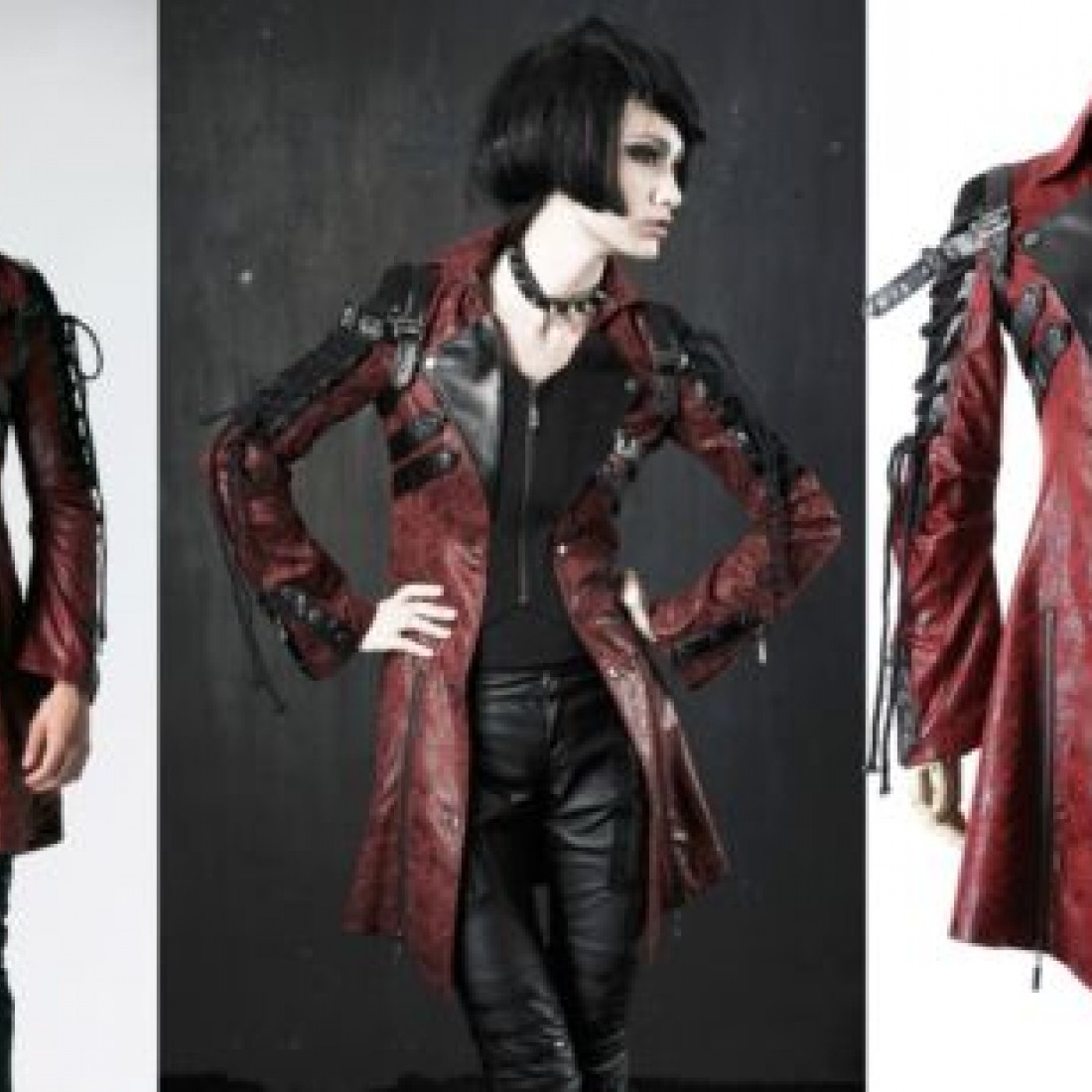 New Unisex Punk Rave Poison Faux Leather Goth Steampunk Military Coat